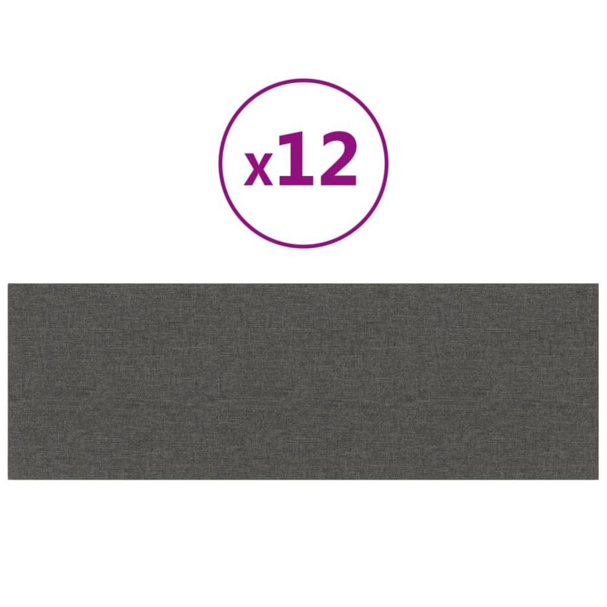 VIDAXL Panneaux muraux 12 pcs Gris fonce 90x30 cm Tissu 3,24 m²