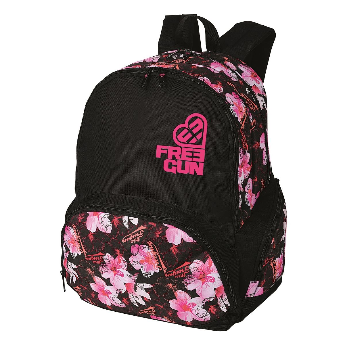 FREEGUN Sac à dos fille - 2 compartiments intérieurs - Nombreuses poches - Dos matelassé - Bretelles moussées - FREEGUN
