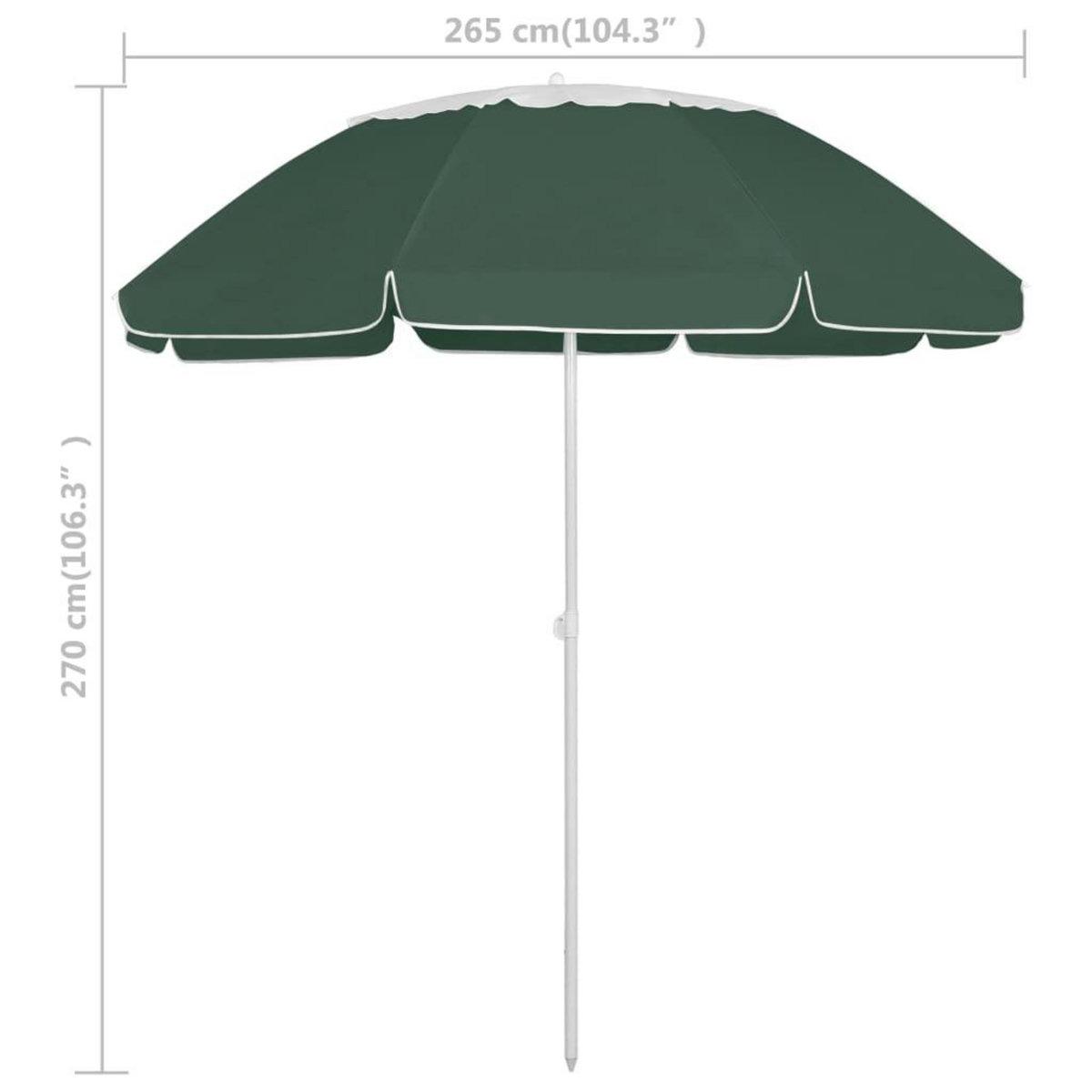 VIDAXL Parasol de plage vert 300 cm