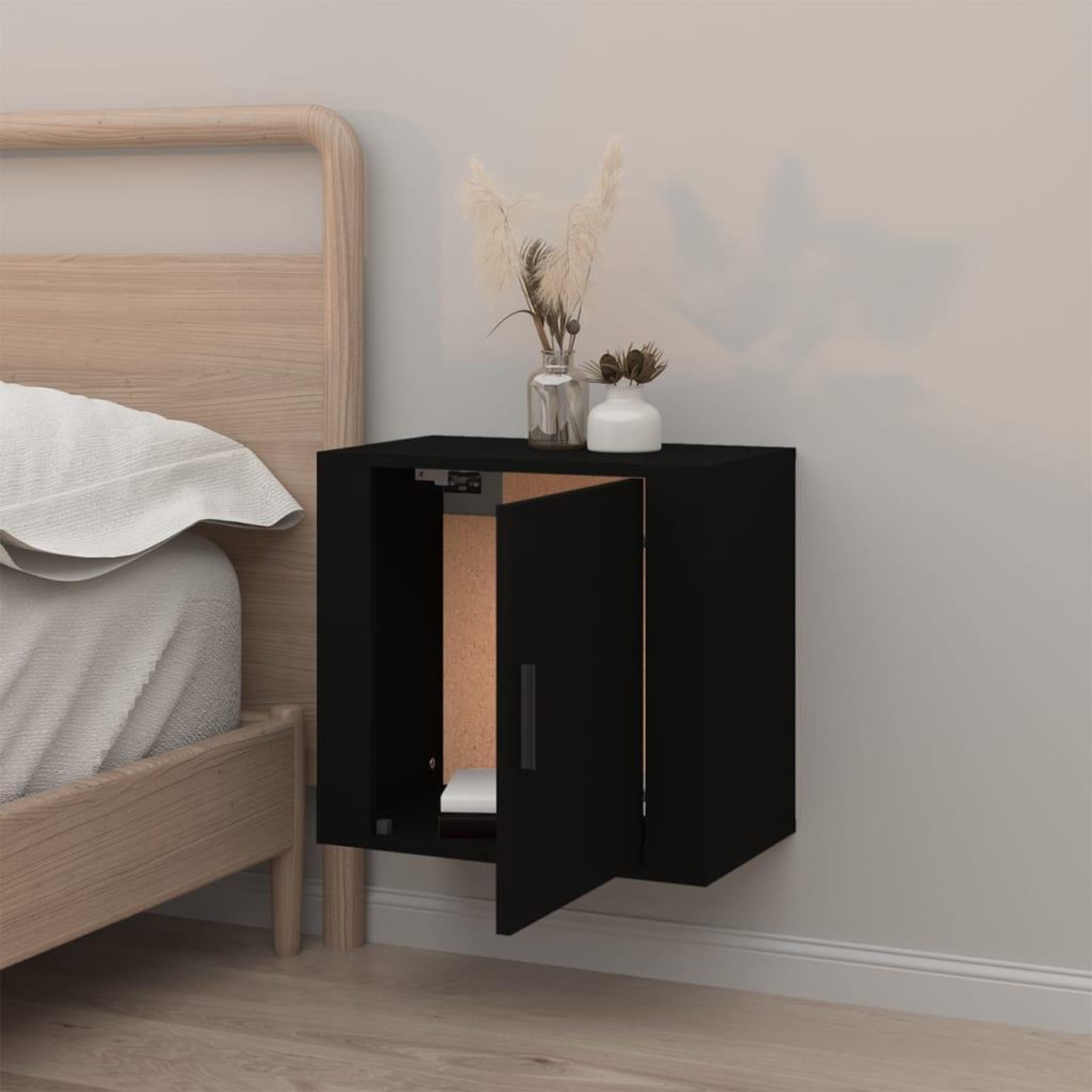 Voir la diapositive 3 : VIDAXL Table de chevet murale Noir 50x30x47 cm