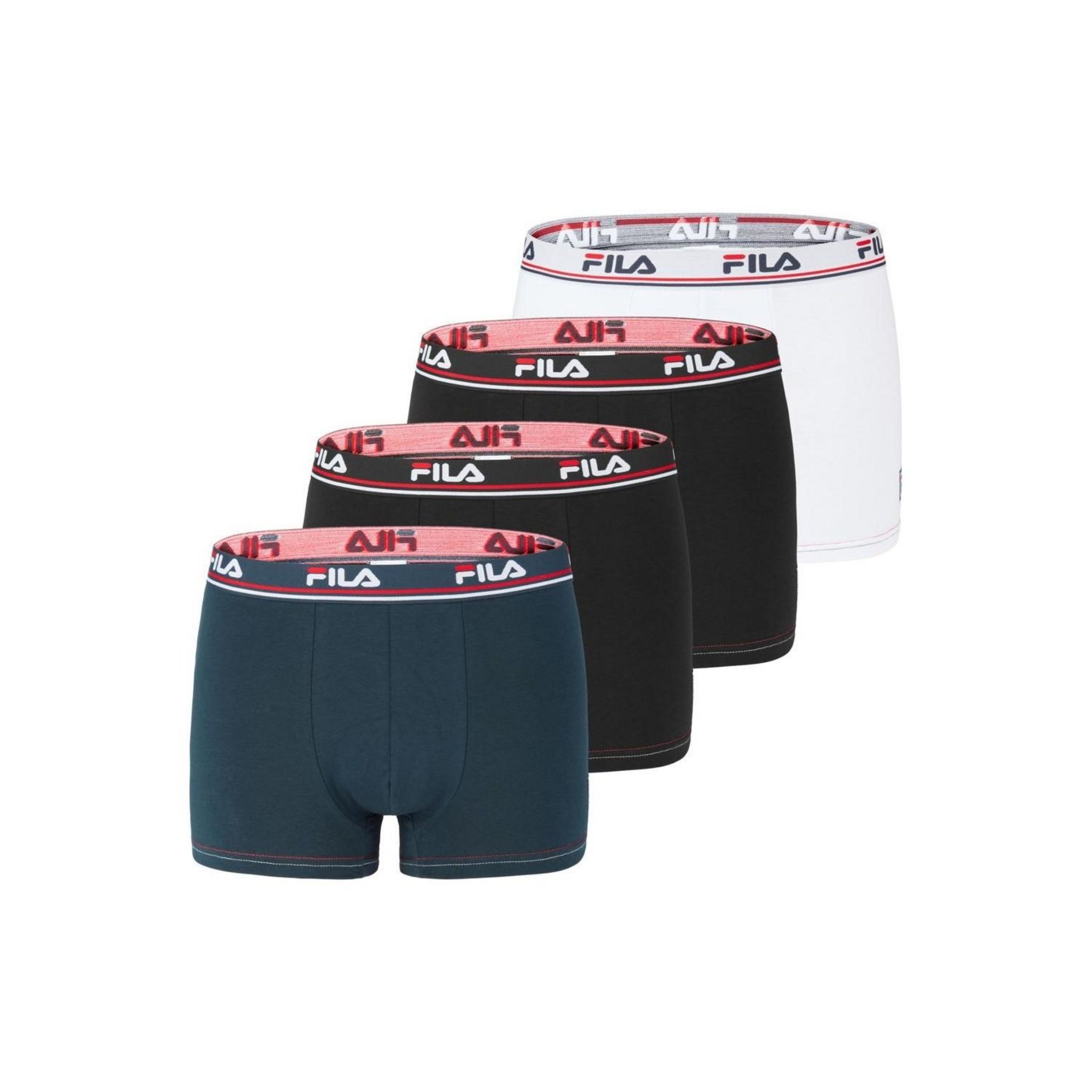 FILA Lot de 4 boxers homme en coton FU5180. Coloris disponibles : Noir