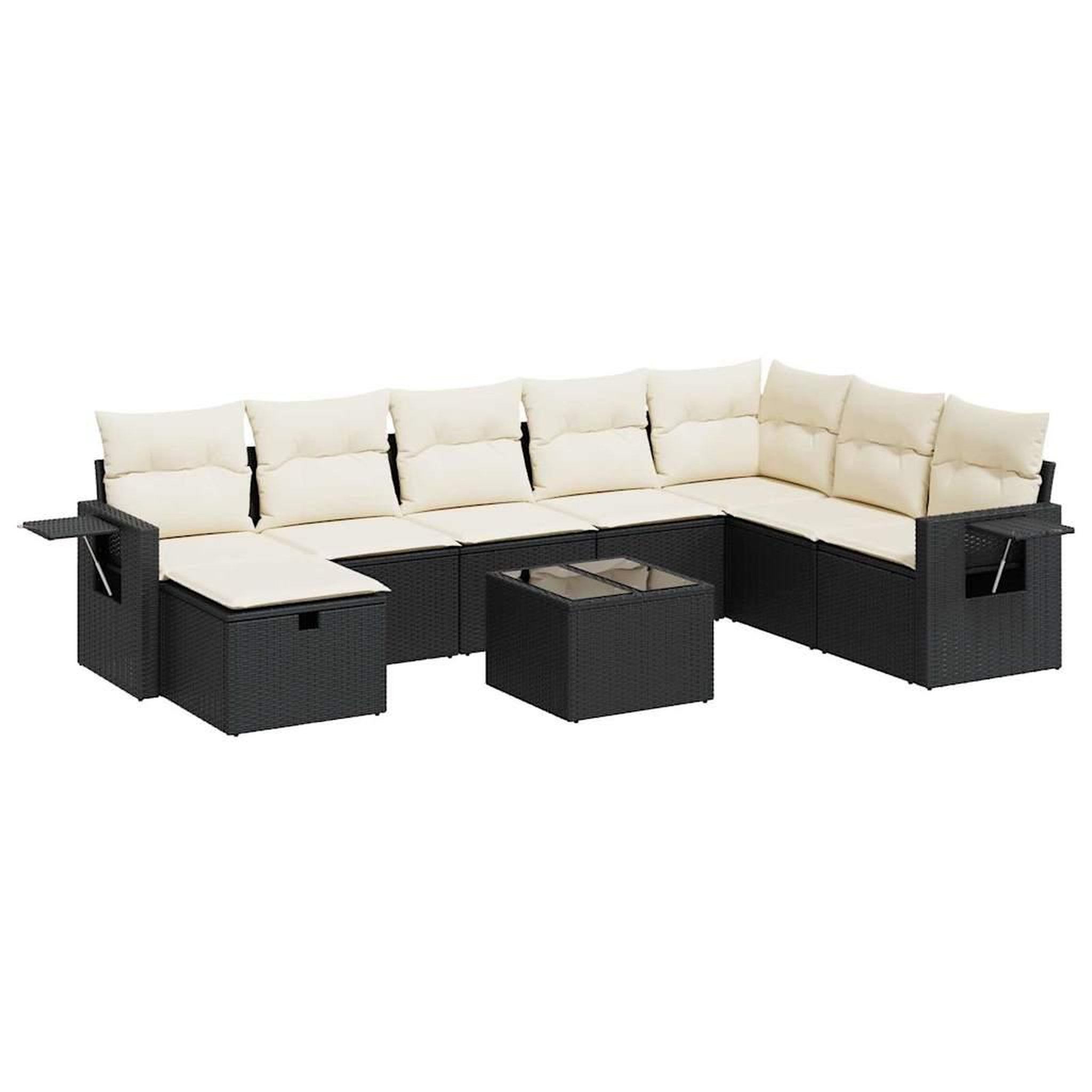Voir la diapositive 2 : VIDAXL Salon de jardin 9 pcs avec coussins noir resine tressee