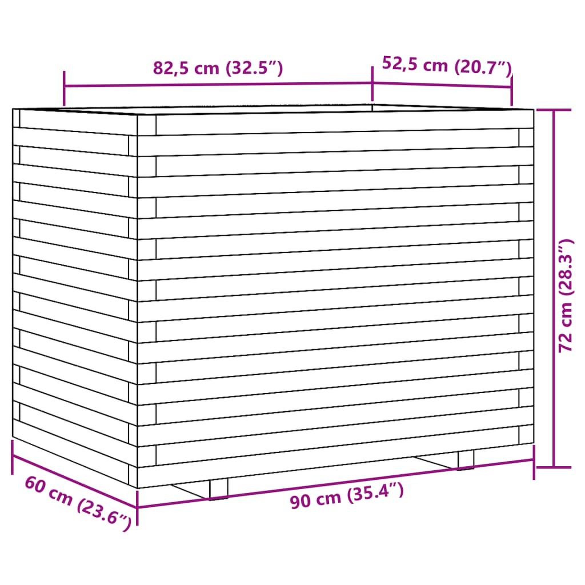 Voir la diapositive 6 : VIDAXL Jardiniere cire marron 90x60x72 cm bois de pin massif