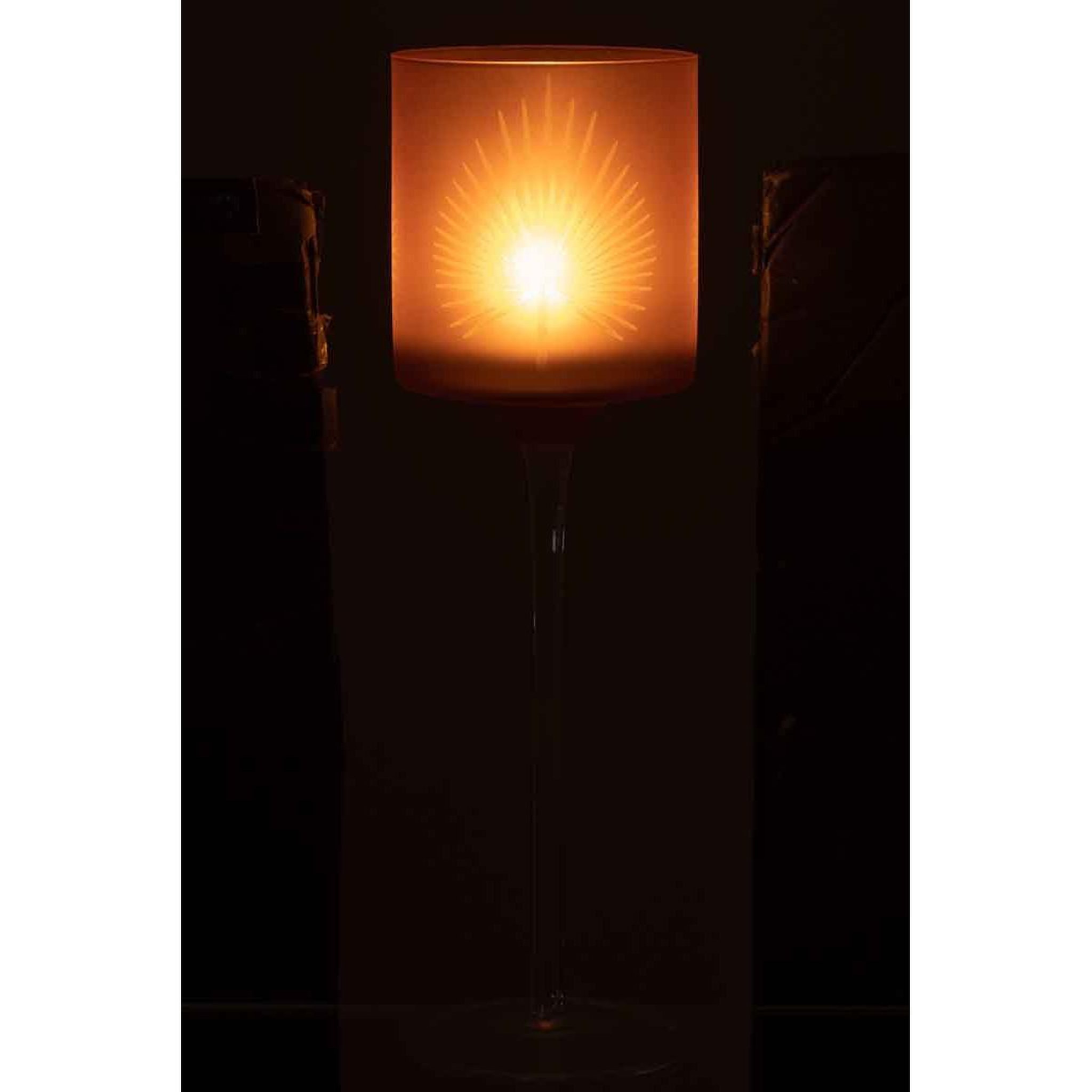 Voir la diapositive 3 : J-LINE Photophore déco  feuilles de palmier  30cm marron