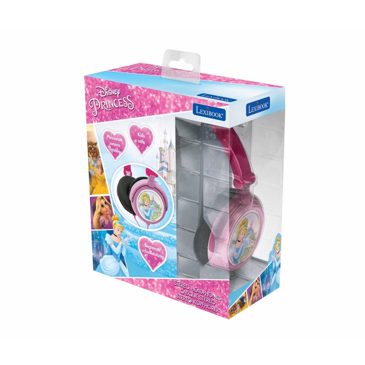 Lexibook Casque stéréo filaire pliable avec limitation de volume d'écoute Disney Princesses