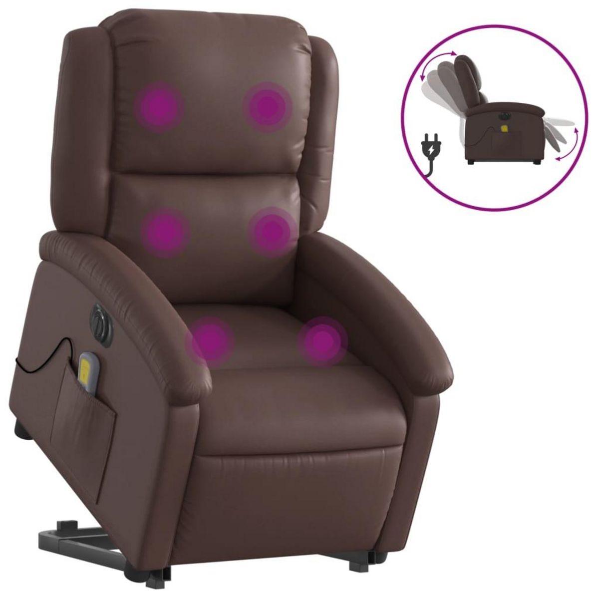 VIDAXL Fauteuil inclinable de massage electrique marron similicuir