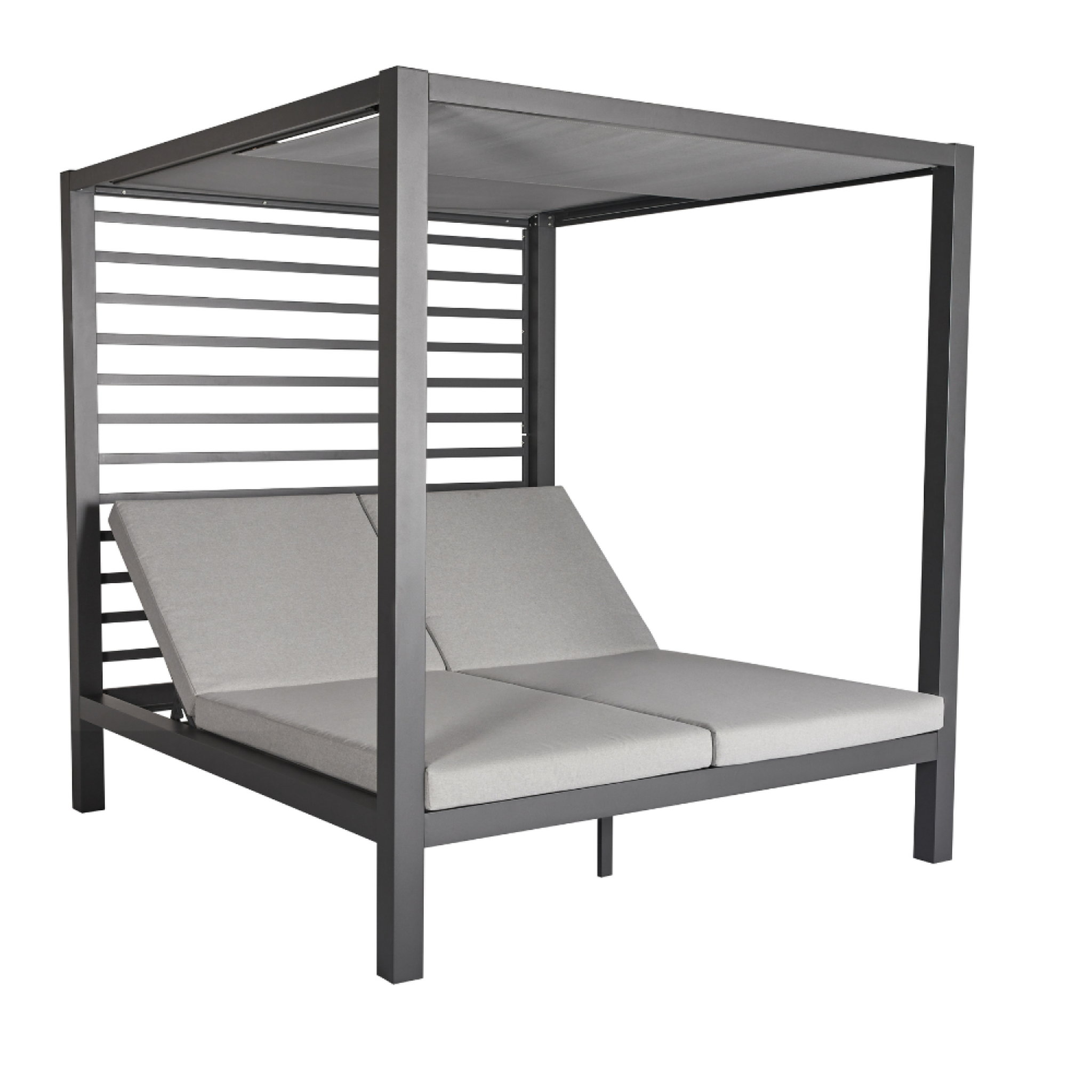 CONCEPT USINE Lit de jardin 2 places structure aluminium gris foncé matala