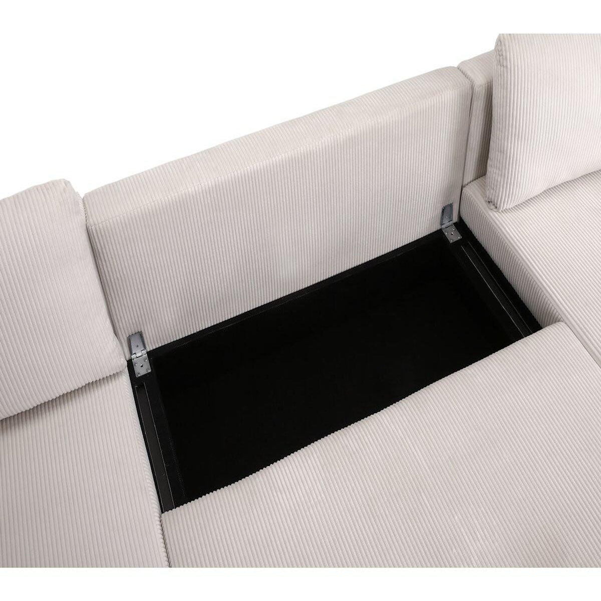 Habitat et Jardin Canapé d'angle panoramique en velours côtelé  Vaugirard II  - 5 places - Beige