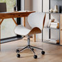 Voir la diapositive 2 : Rendez vous déco Chaise de bureau pivotante en cuir synthétique blanc 79-91cm-Baudoin