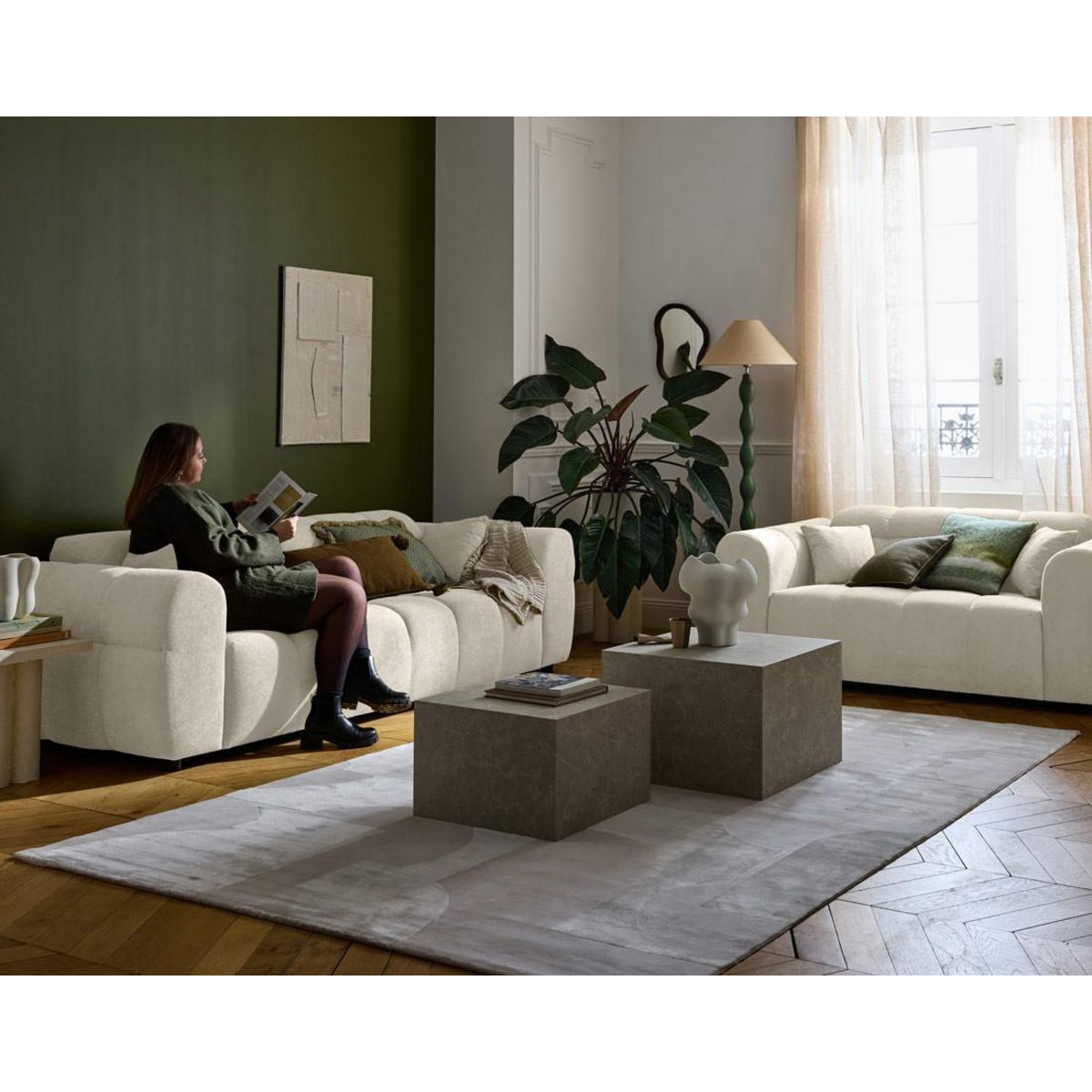 LISA DESIGN Ray - canapé droit 3 places en tissu texturé