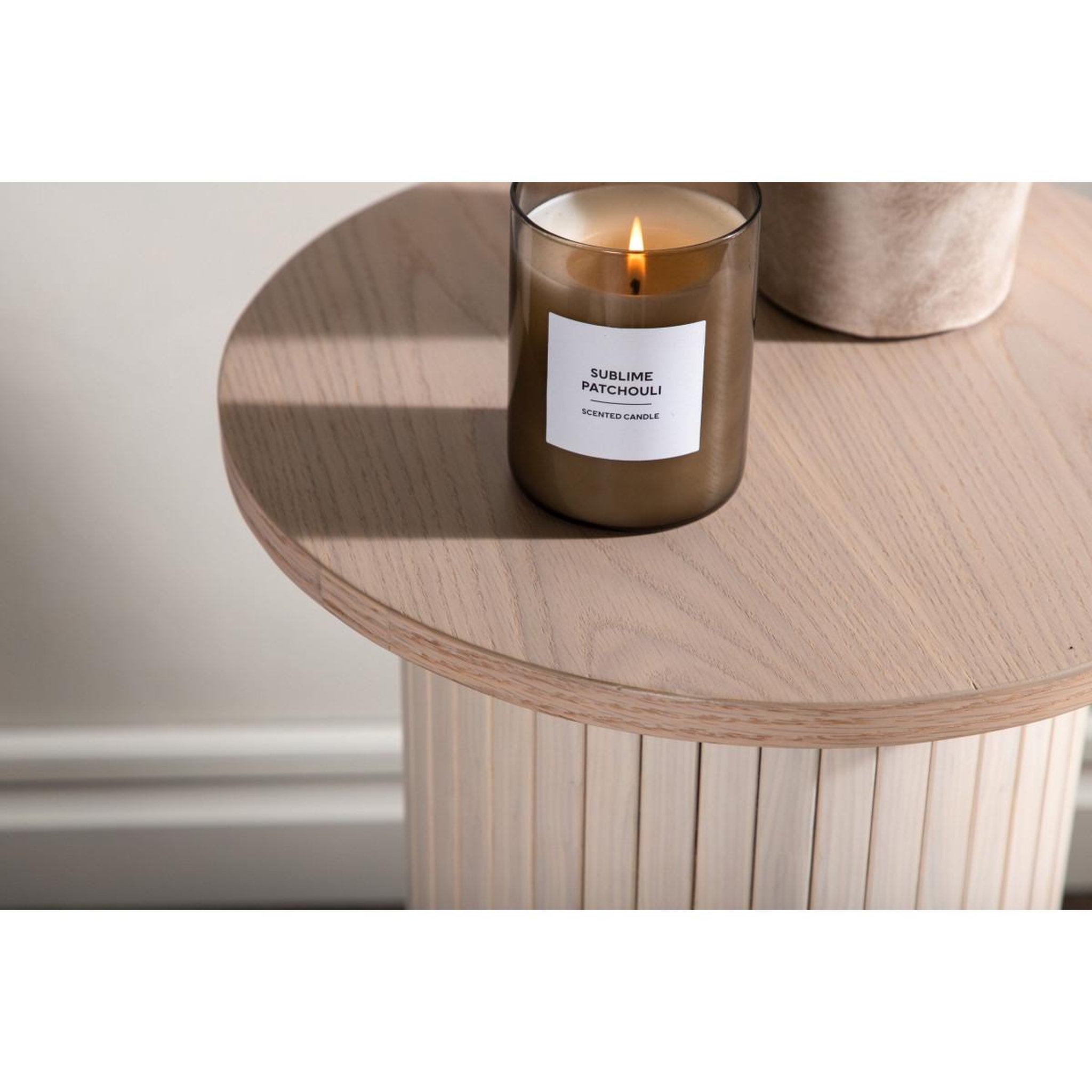 Voir la diapositive 4 : Paris Prix Table d'appoint design nervuré  bianca  65cm naturel
