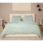 Les Ateliers du Linge Parure De Couette 3 Pcs 240x220 100% Gaze De Coton Lavé Vert Givrée