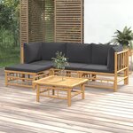 VIDAXL Salon de jardin 5 pcs avec coussins gris fonce bambou