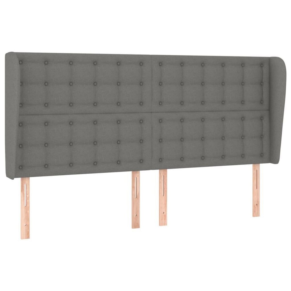 VIDAXL Tete de lit avec oreilles Gris fonce 203x23x118/128 cm Tissu