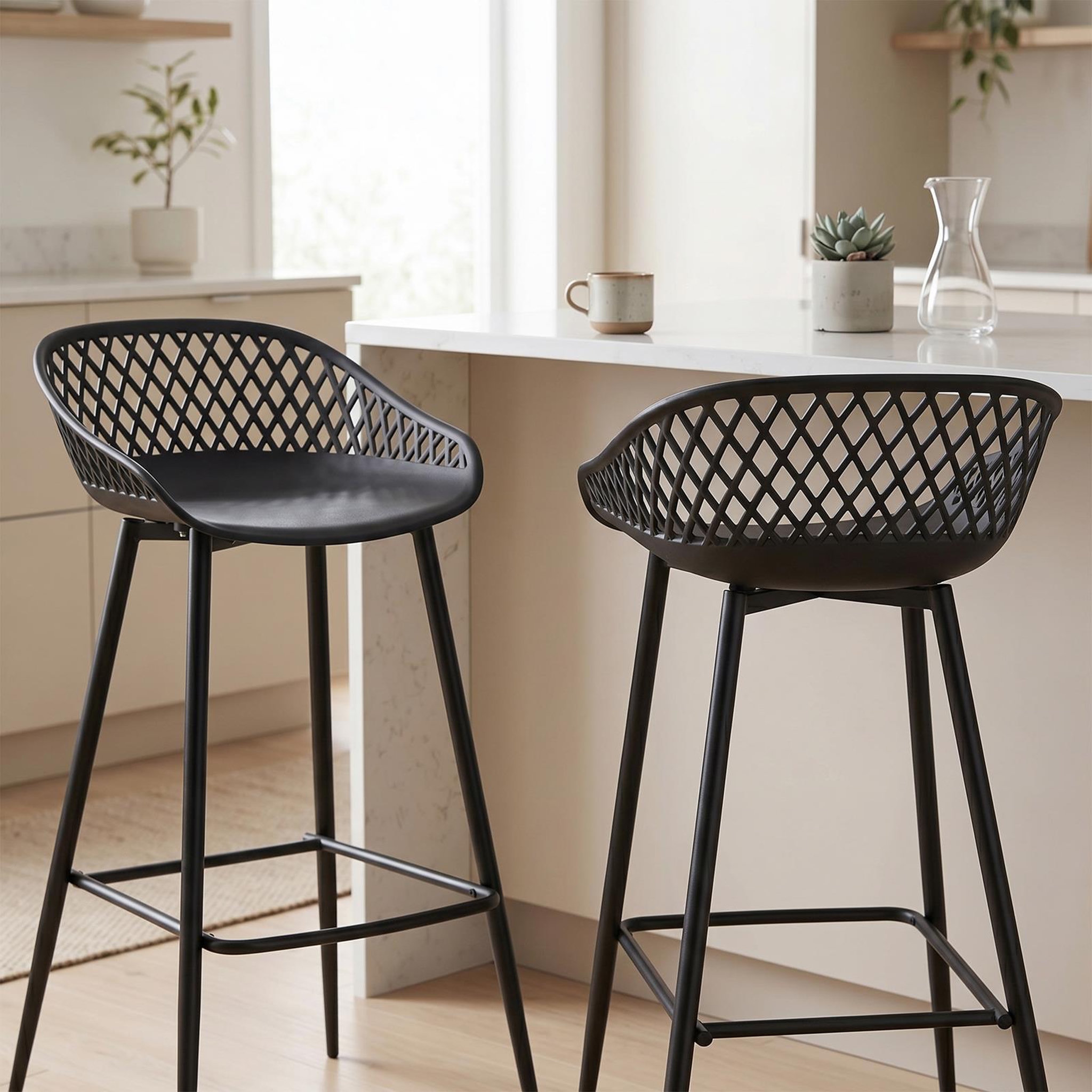 Voir la diapositive 3 : IDIMEX Lot de 2 tabourets de bar IREK, en plastique