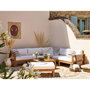Voir la diapositive 3 : BOCARNEA Salon de jardin d'angle modulable - Bois d'acacia - 7 personnes - LEVATA XL - Blanc cassé + Housse