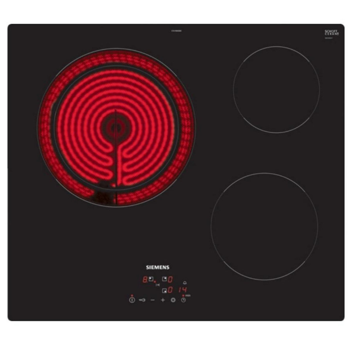 Siemens Table de cuisson vitrocéramique 60cm 3 feux 5700w noir - ET61RBKB8E