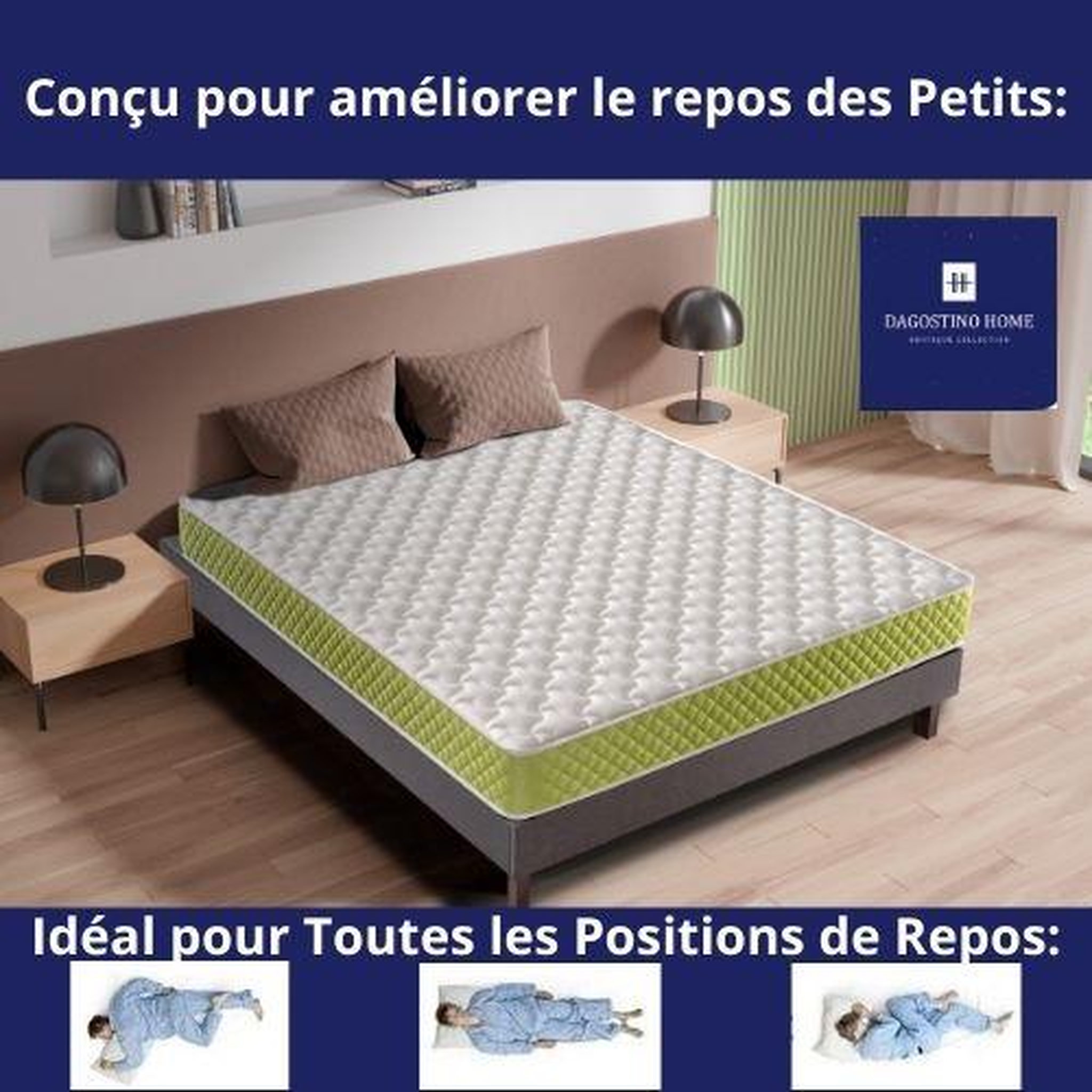 Voir la diapositive 2 : DAGOSTINO HOME Matelas mousse - ferme - réversible - côté été/hiver - h15 cm