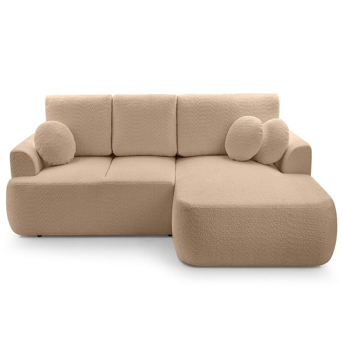 BEST MOBILIER Candela - canapé d'angle droit 4 places - convertible avec coffre - en tissu bouclette