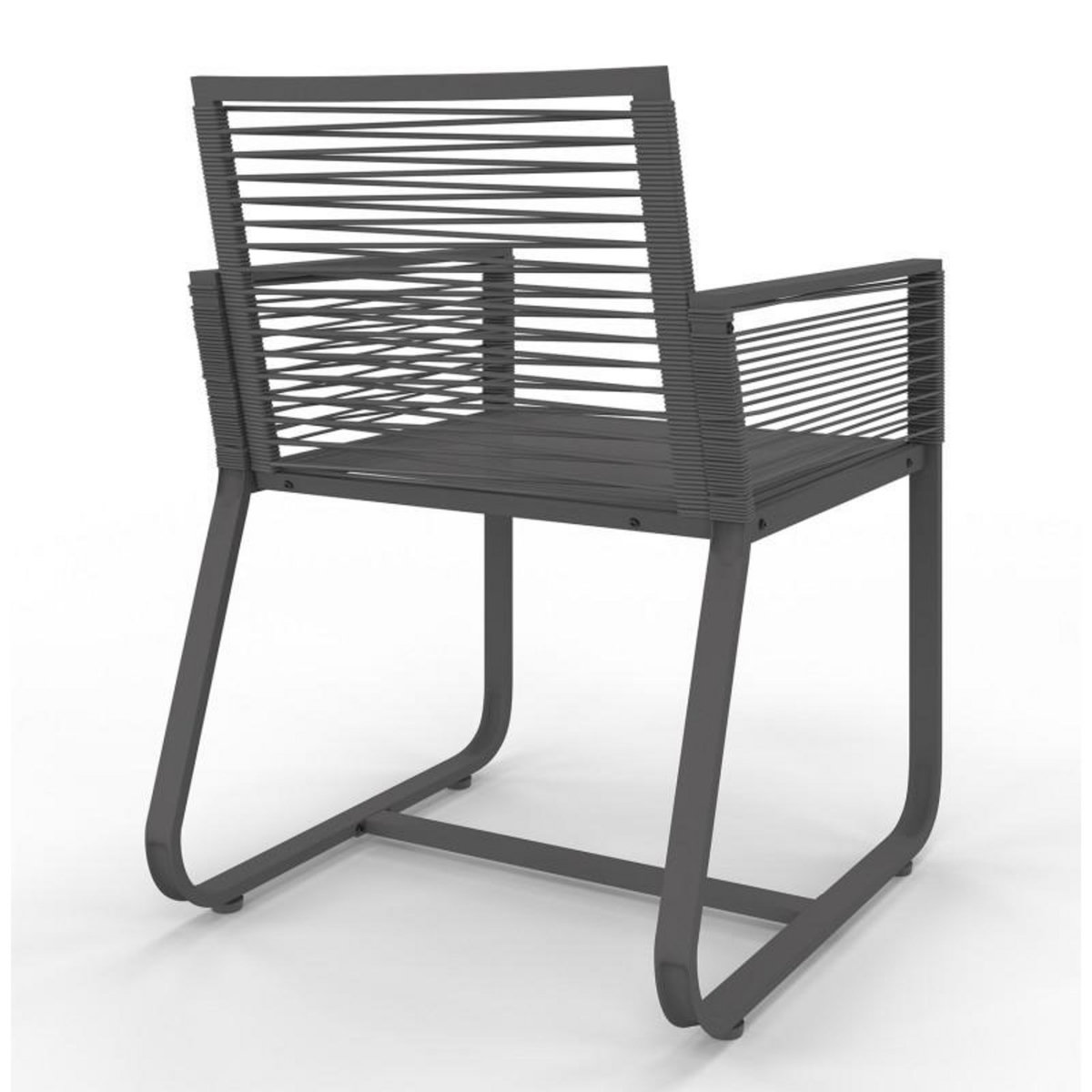 ID MARKET Lot de 2 fauteuils de jardin ODESSA métal et cordage gris