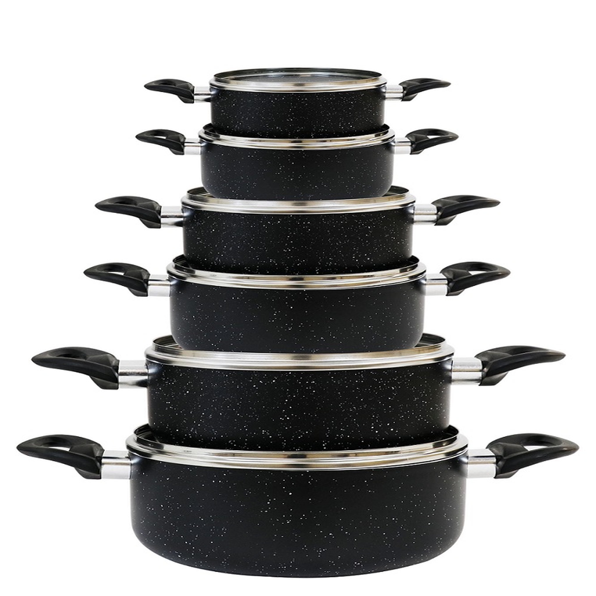 Voir la diapositive 1 : Batterie de cuisine induction 12 pièces  aluminium noir