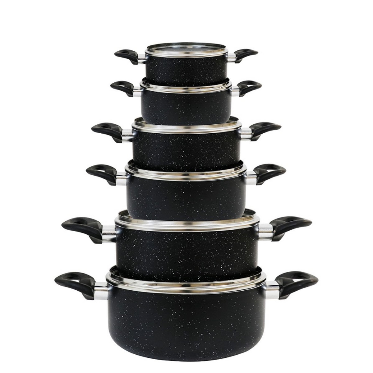 Batterie de cuisine induction 12 pièces  aluminium noir