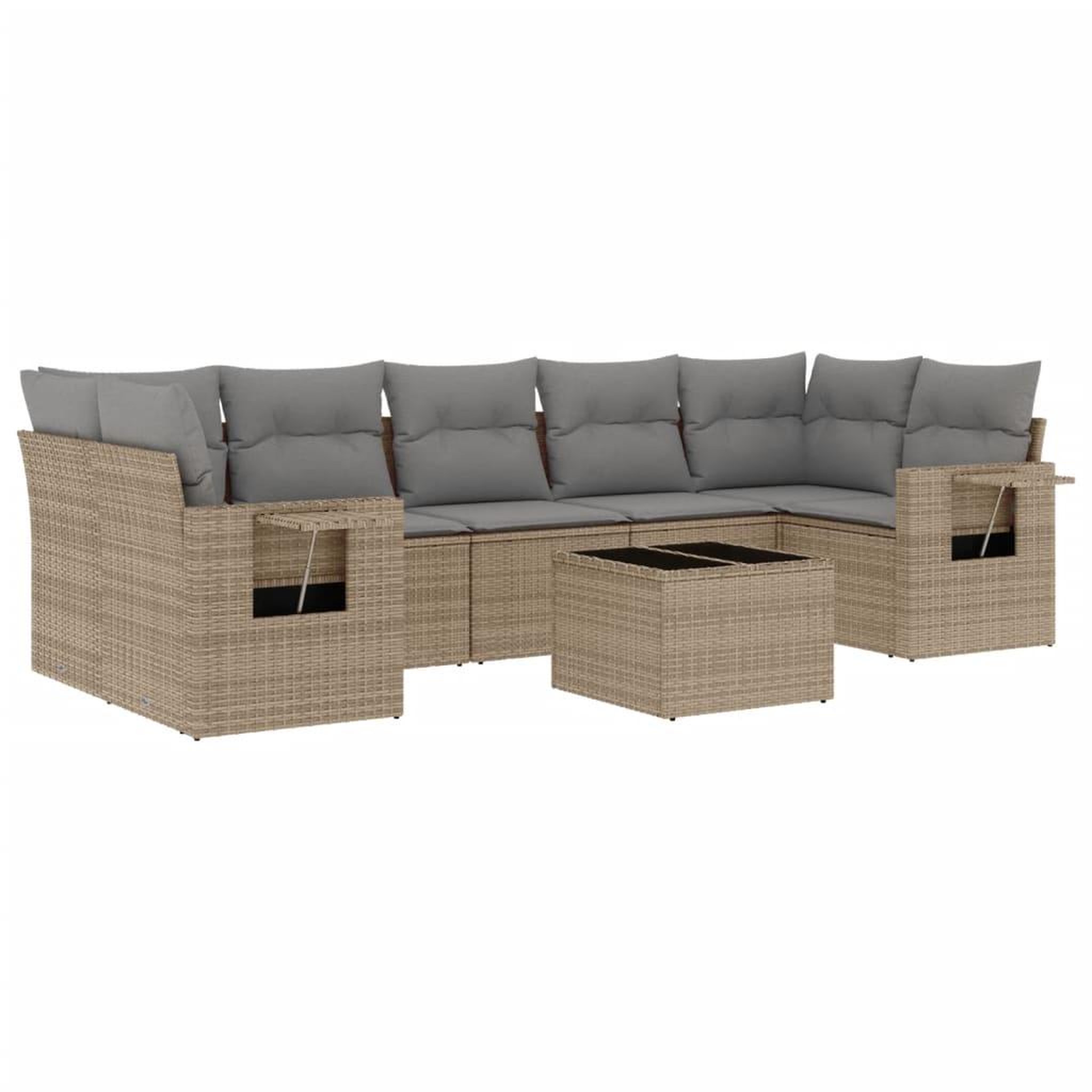 Voir la diapositive 2 : VIDAXL Salon de jardin avec coussins 8 pcs beige resine tressee