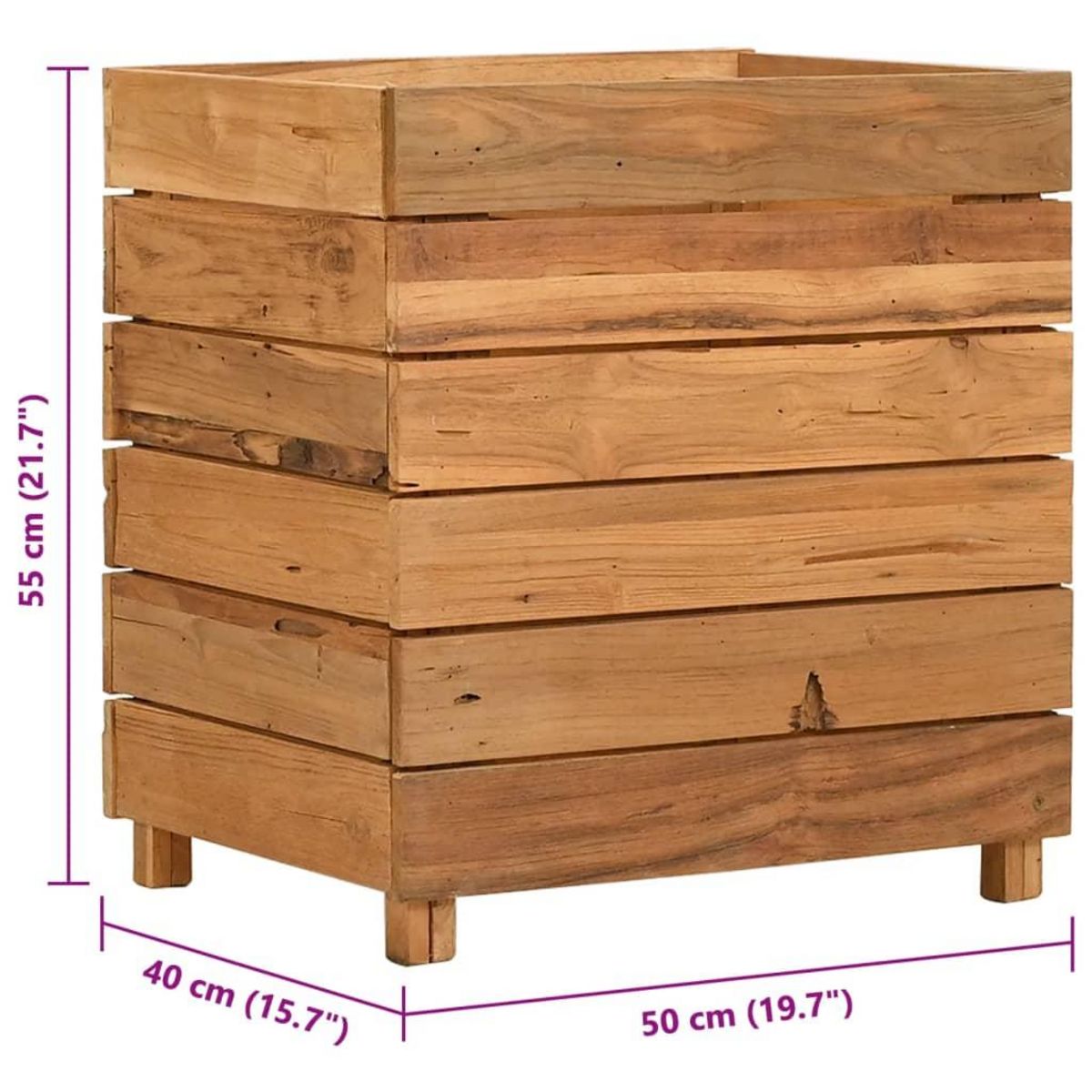 VIDAXL Lit sureleve 50x40x55 cm bois de teck recycle et acier