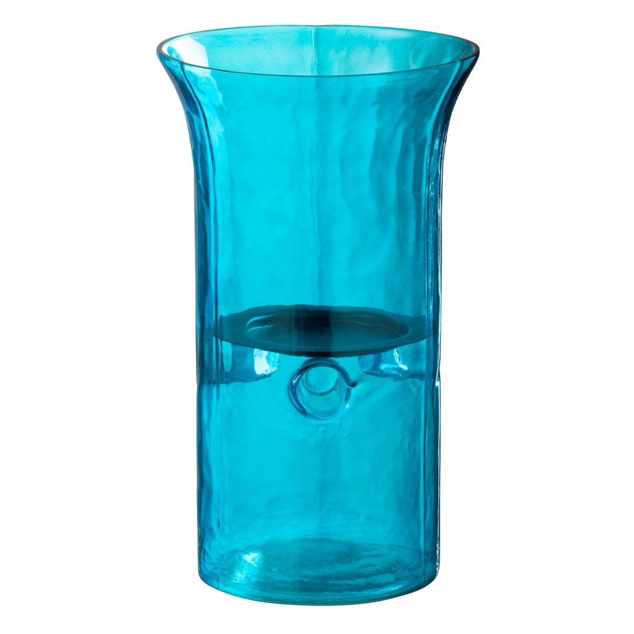 J-LINE Photophore Étroit en Verre  Tarifa  26cm Bleu Azur