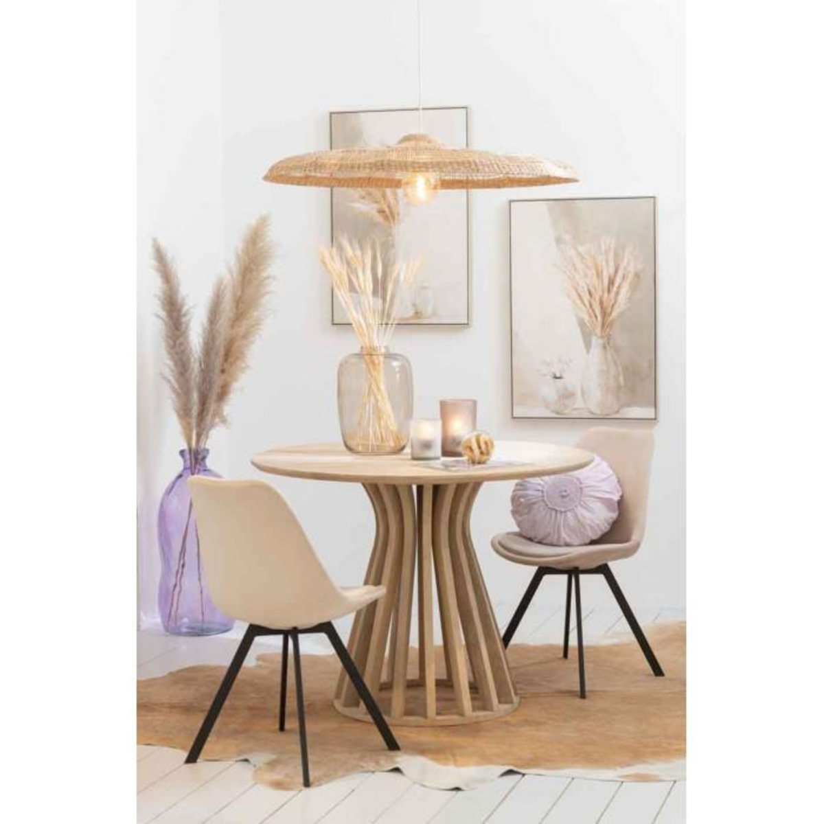 Paris Prix Table de Repas en Bois  Connie  110cm Naturel