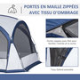 Voir la diapositive 6 : OUTSUNNY Tente de camping dôme familiale 6-8 personnes - 4 portes en filet zippées, tissu Oxford amovible, crochet lampe, sac de transport - dim. 350L x 350l x 230H cm - blanc bleu