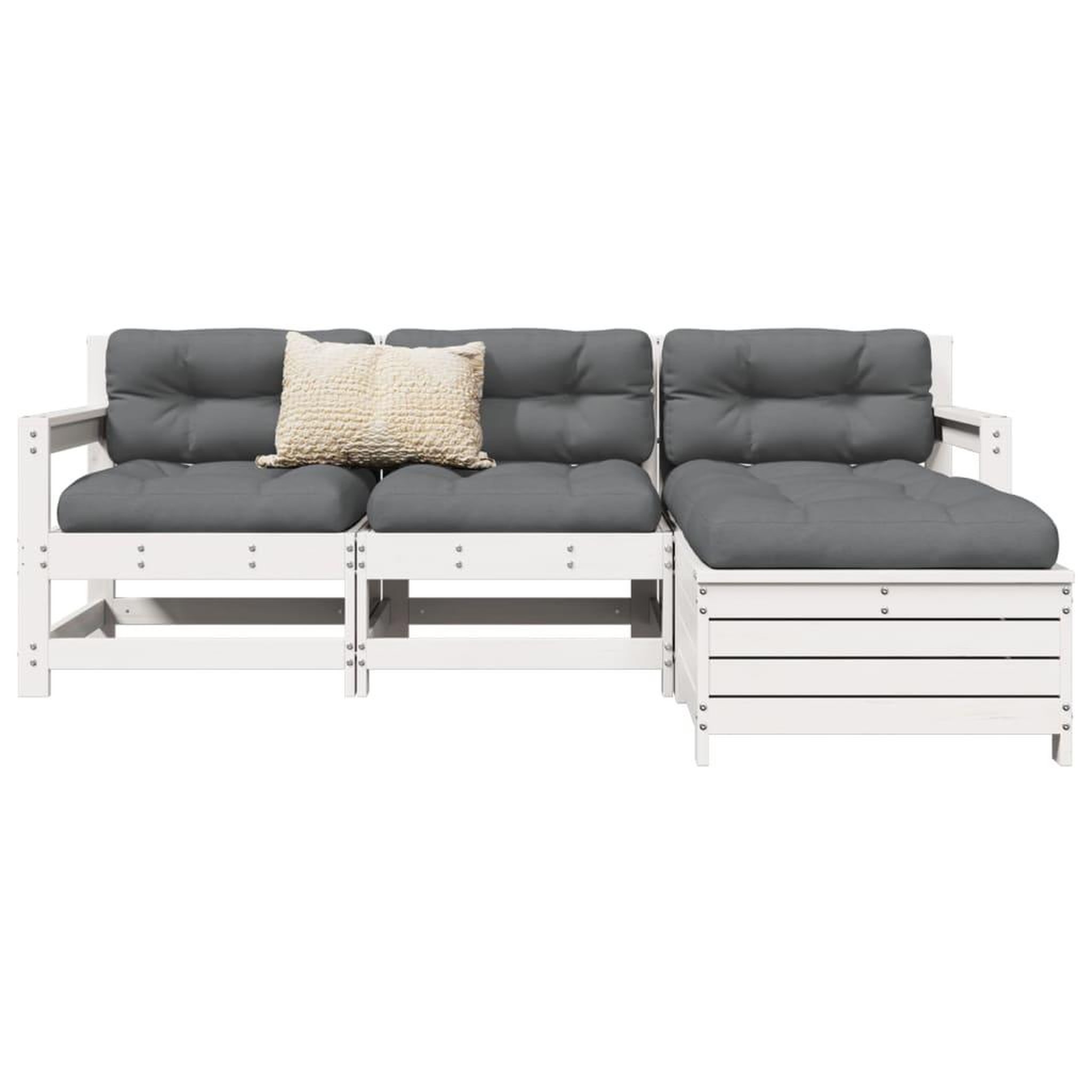 VIDAXL Salon de jardin 4 pcs blanc bois de pin massif