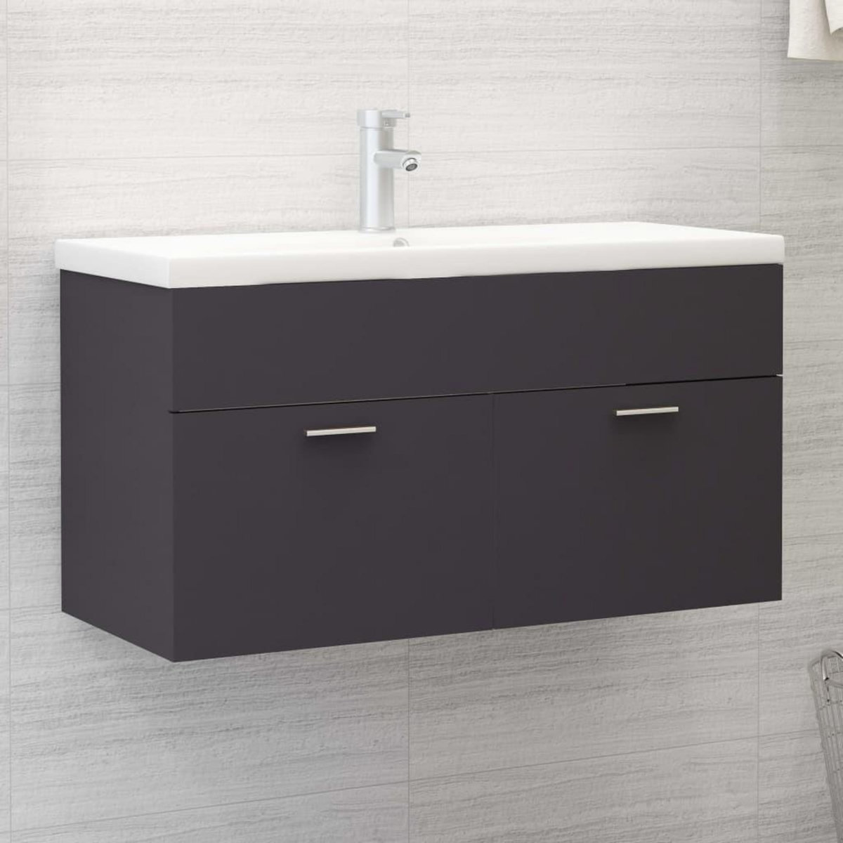VIDAXL Armoire d'evier avec lavabo integre Gris Agglomere