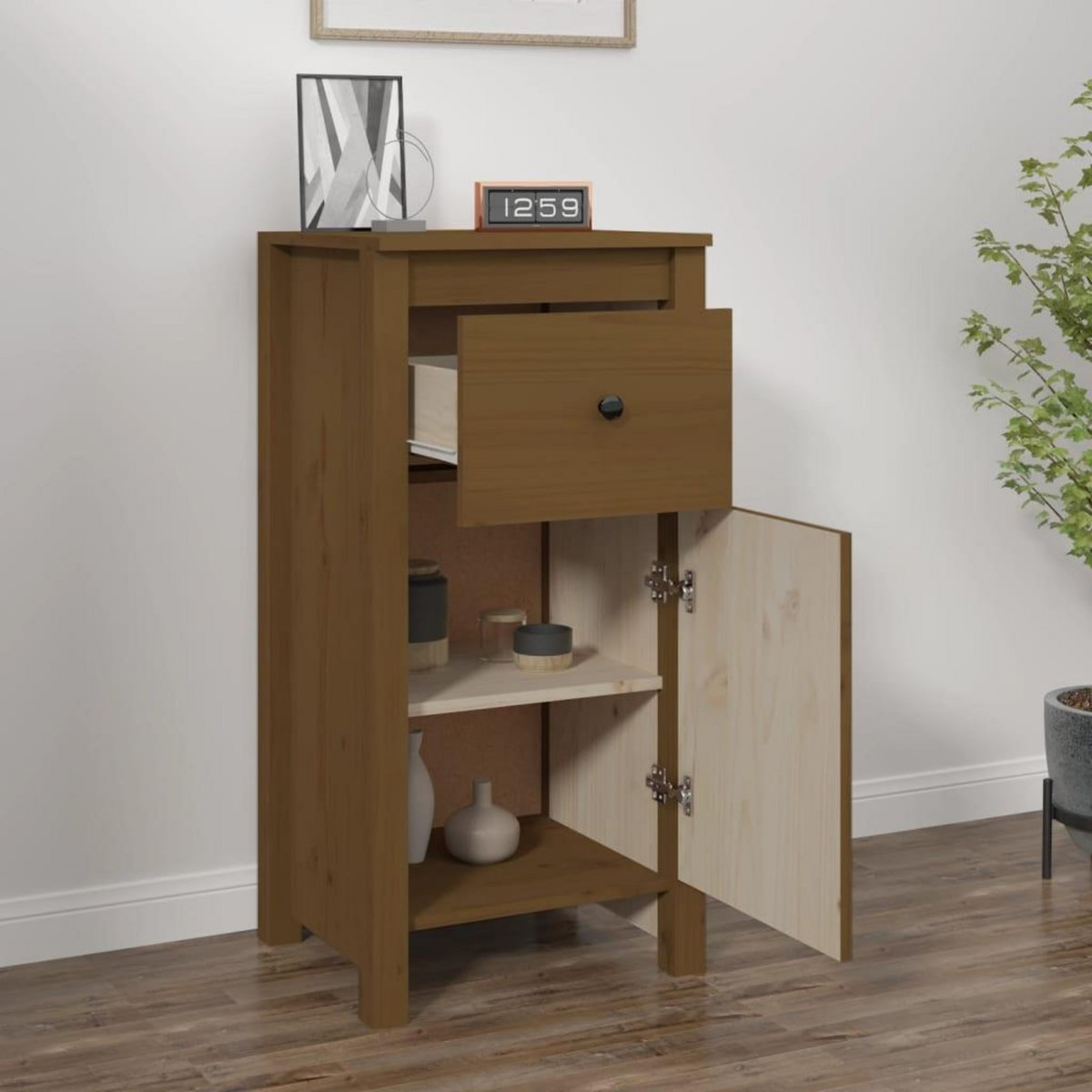 VIDAXL Buffet marron miel 40x35x80 cm bois massif de pin