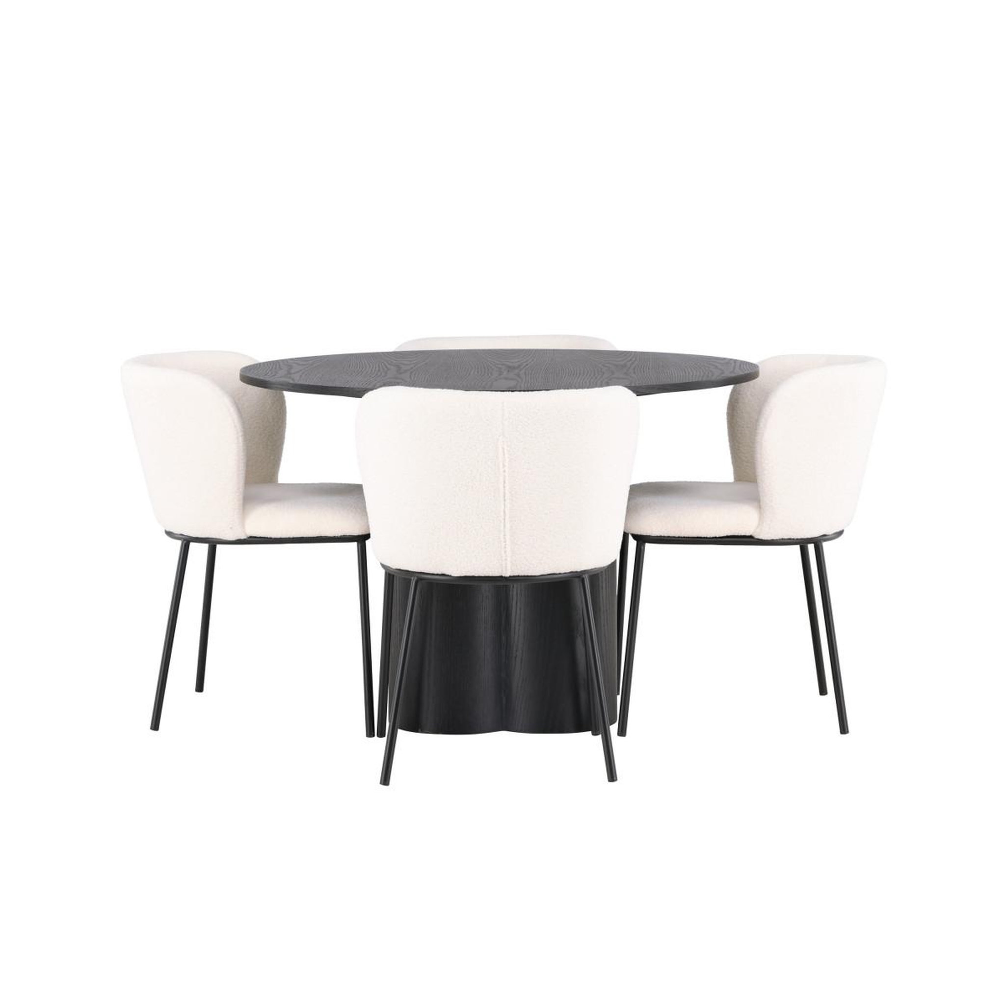 Voir la diapositive 2 : Paris Prix Ensemble table à manger & 4 chaises  edina & olivia  110cm noir & blanc