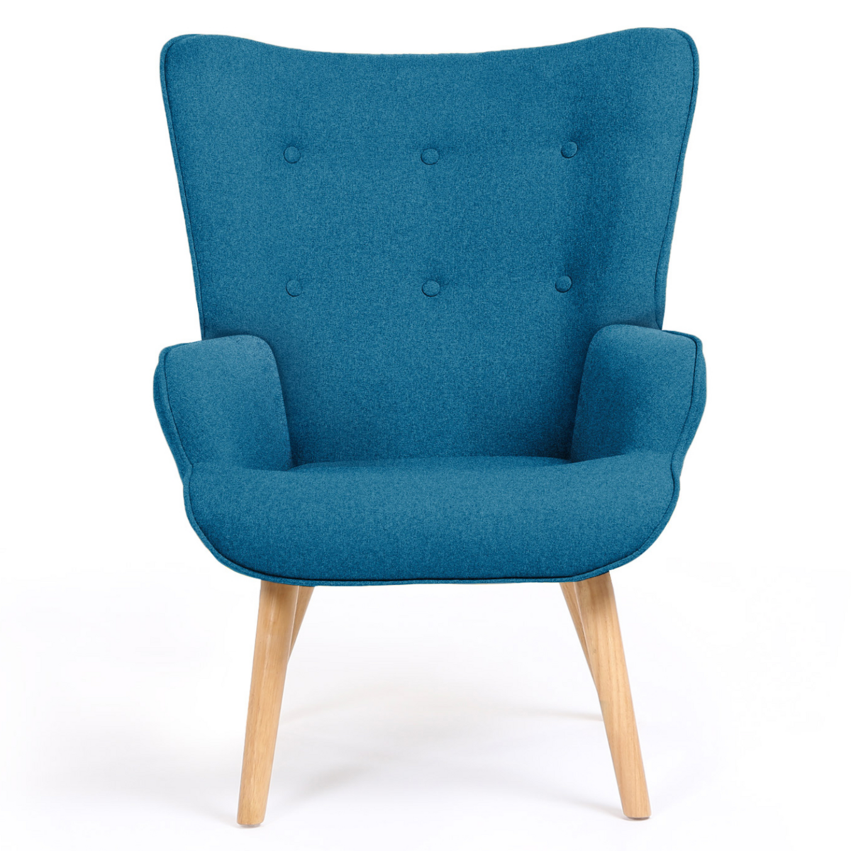 ID MARKET Fauteuil scandinave IVAR avec repose pieds bleu canard