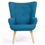 Voir la diapositive 3 : ID MARKET Fauteuil scandinave IVAR avec repose pieds bleu canard