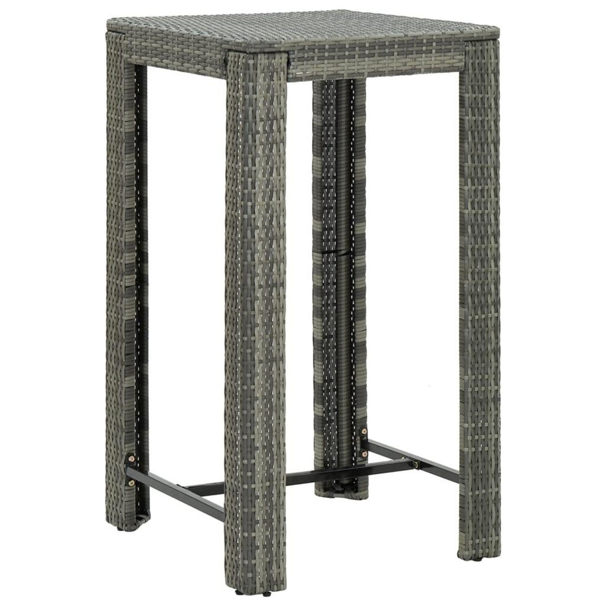 VIDAXL Table de bar de jardin Gris 60,5x60,5x110,5 cm Resine tressee