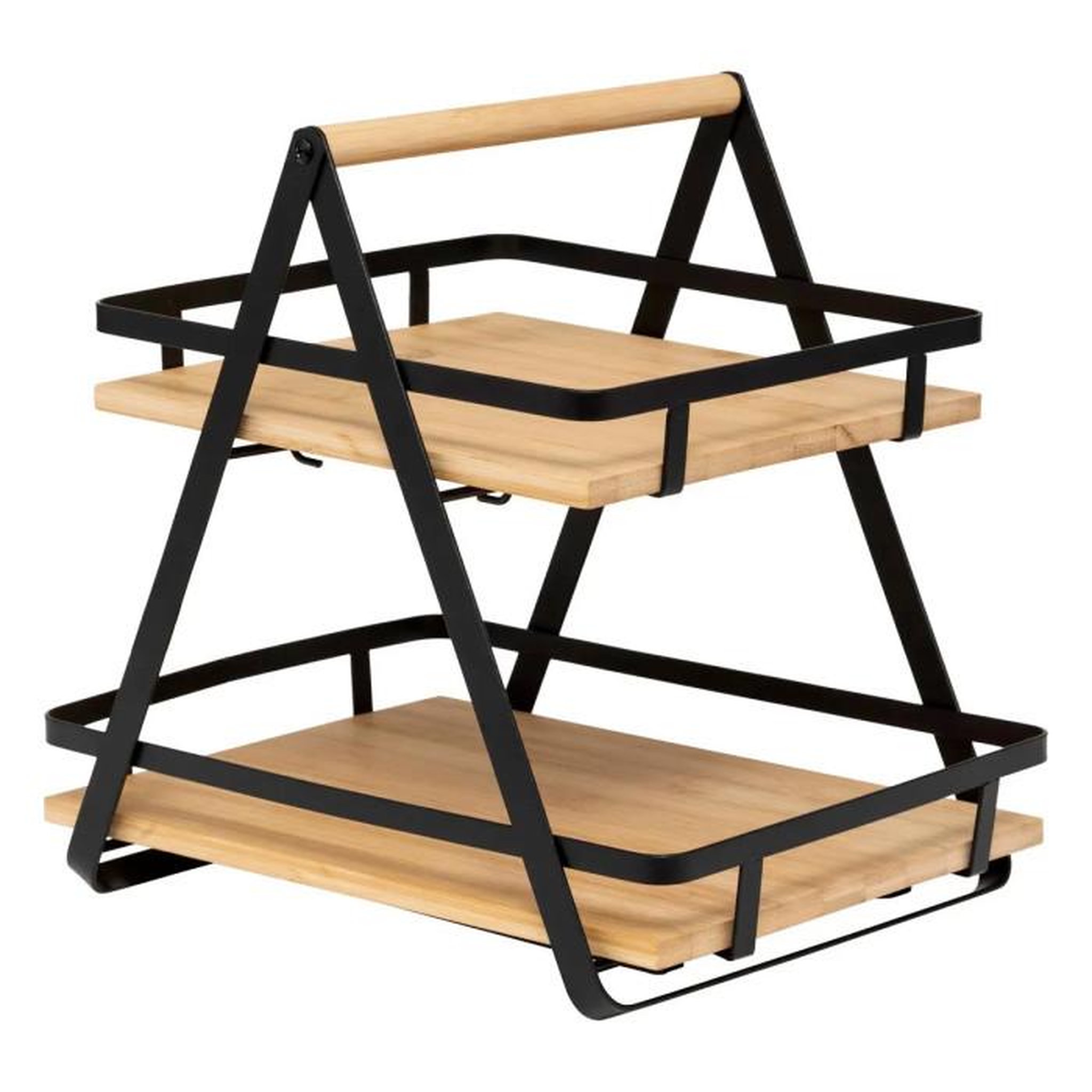 Voir la diapositive 3 : FIVE Étagère de Cuisine 2 Niveaux en Bambou  Ordera  30cm Naturel & Noir