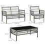 Voir la diapositive 3 : OUTSUNNY Ensemble salon de jardin 4 personnes 4 pièces - 8 coussins inclus - métal résine aspect rotin - beige gris