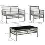 Voir la diapositive 3 : OUTSUNNY Ensemble salon de jardin 4 personnes 4 pièces - 8 coussins inclus - métal résine aspect rotin - beige gris