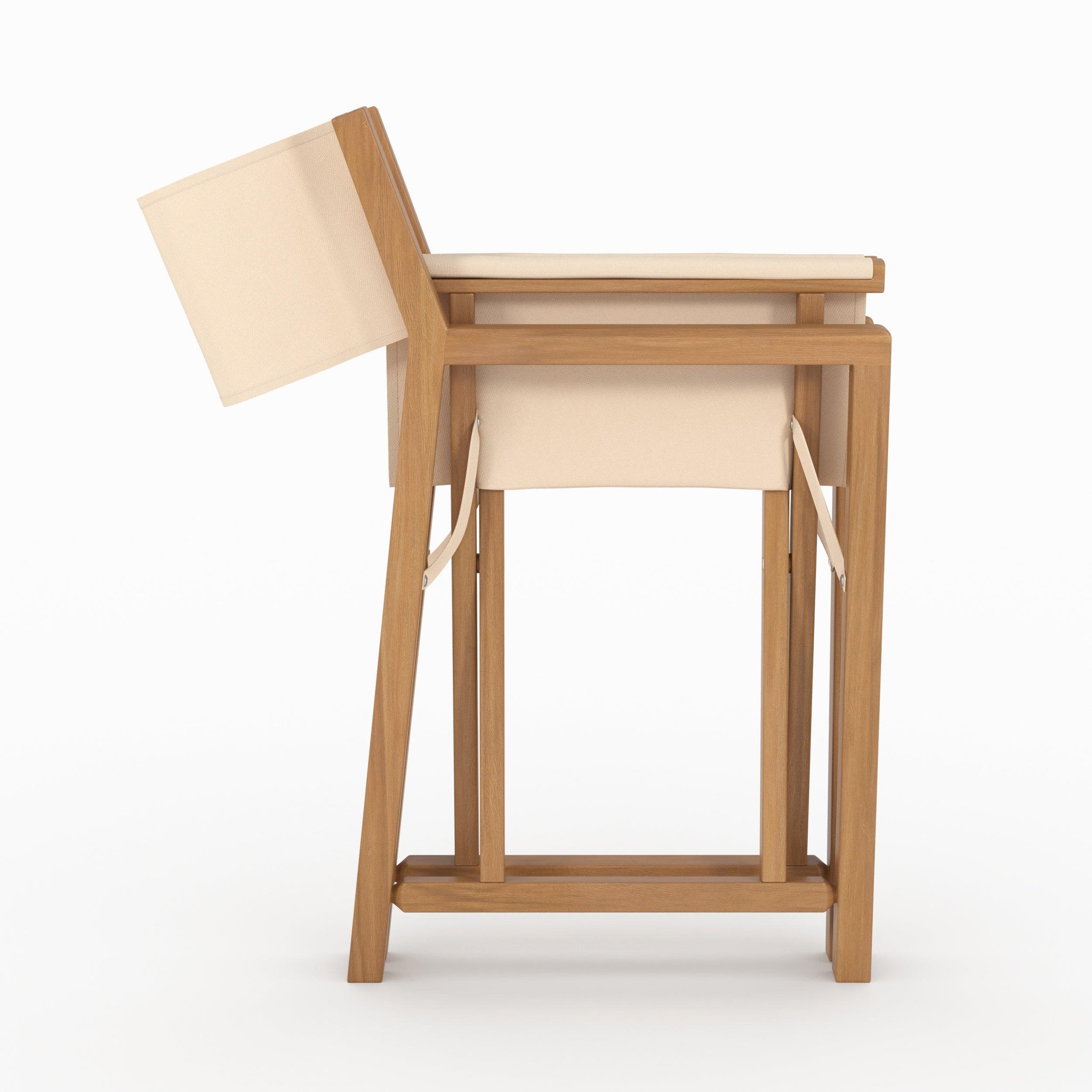 Voir la diapositive 6 : MAISON PAVANE Chaise de jardin pliante en tissu beige clair et bois d'acacia-tubod
