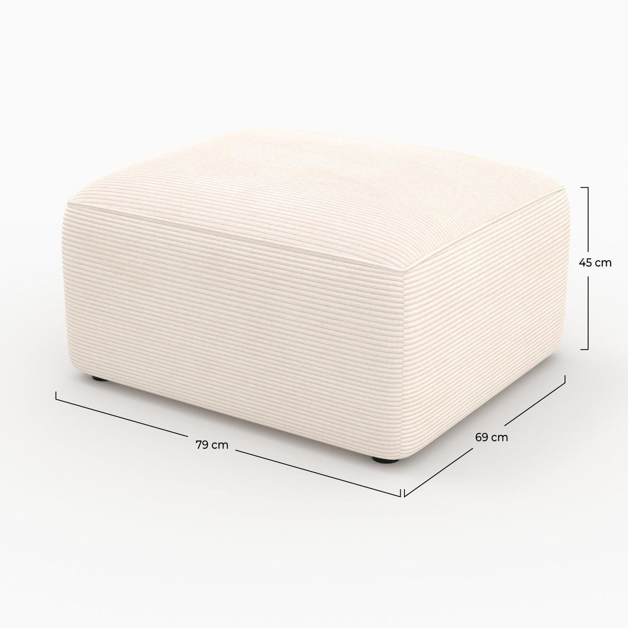 Voir la diapositive 6 : MAISON PAVANE Pouf rectangulaire pour canapé modulable en velours blanc cassé-mina