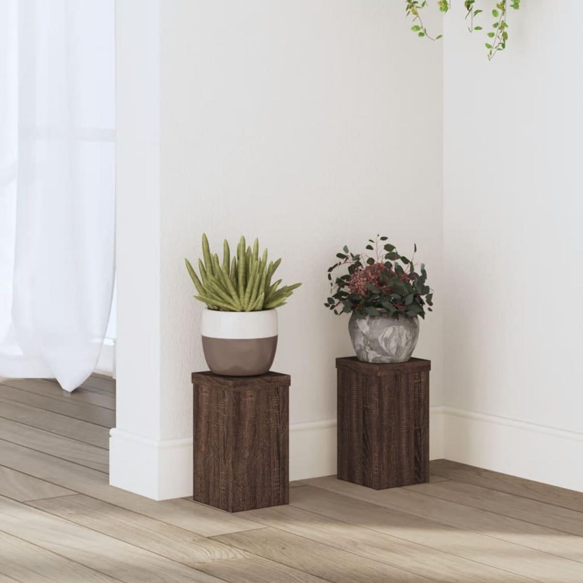 VIDAXL Supports pour plantes 2 pcs chene marron bois d'ingenierie
