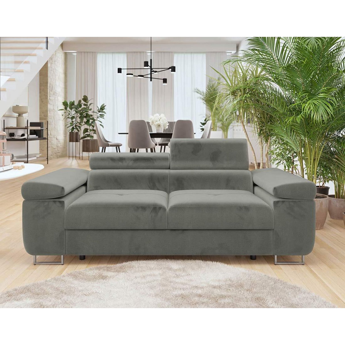 BEST MOBILIER Pablo - canapé droit 2 places avec têtières ajustables - en velours