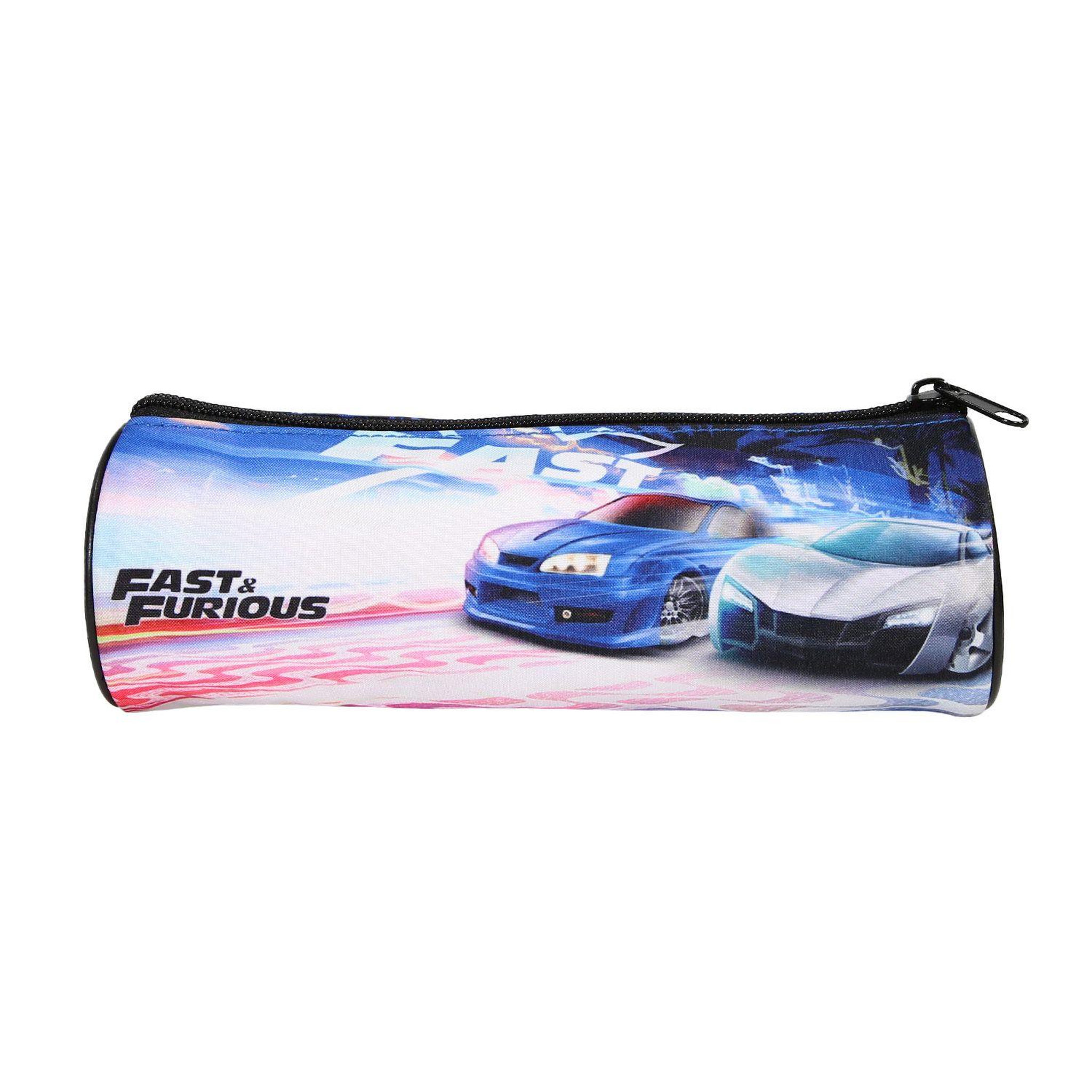 Voir la diapositive 4 : Bagtrotter Bagtrotter - Fast And Furious -Trousse Scolaire Ronde - Noir - 1 Compartiment Zippé - 22x7x7cm - Matière Polyester - Accessoire et Papeterie Scolaire