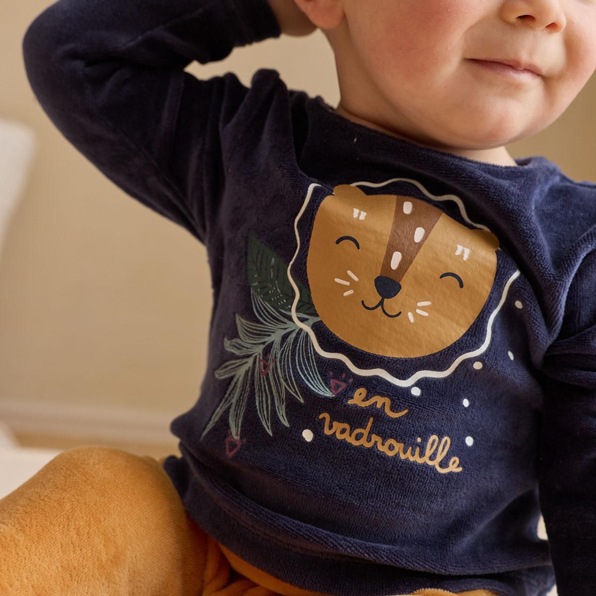 Petit Béguin Pyjama bébé en velours Charly