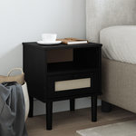 VIDAXL Table de chevet SENJA aspect de rotin noir bois de pin massif