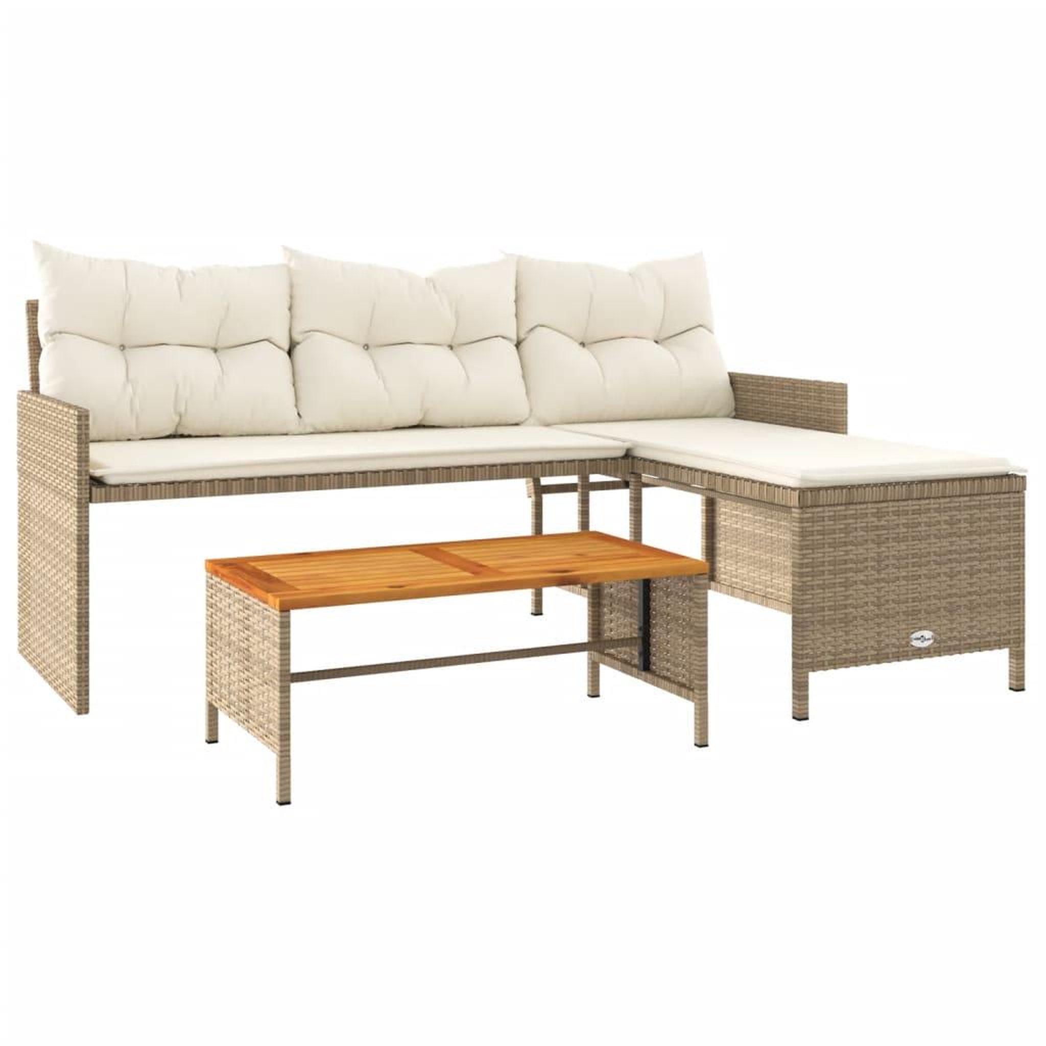Voir la diapositive 2 : VIDAXL Canape de jardin avec table et coussins en forme de L beige