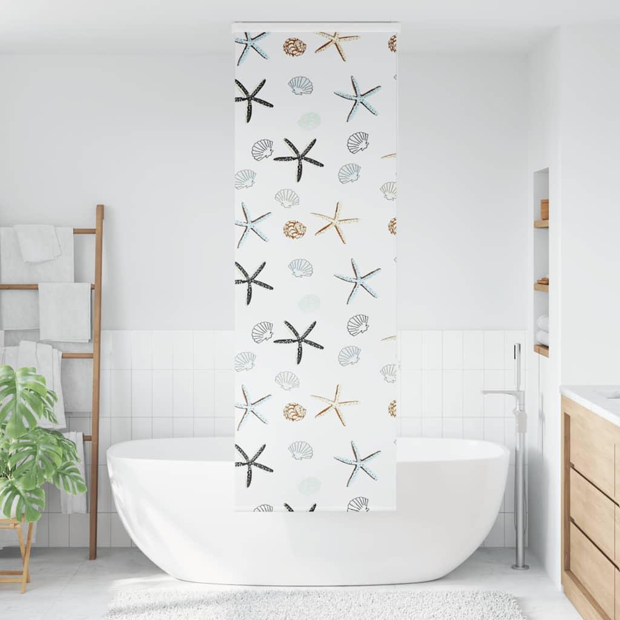Voir la diapositive 2 : VIDAXL Store enrouleur de douche avec cassette largeur du tissu 76 cm